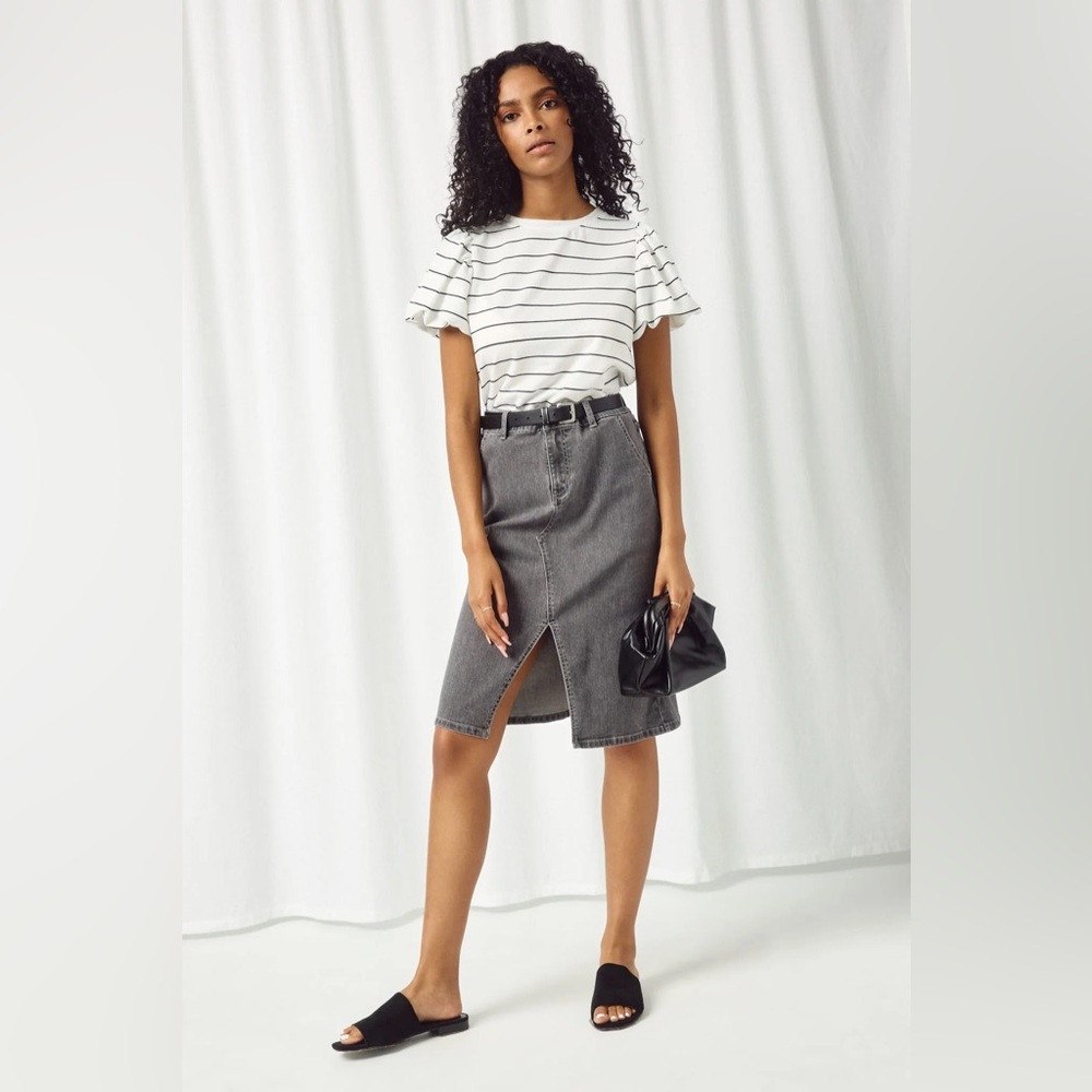 TOPSHOP MOTO Midi Denim Skirt